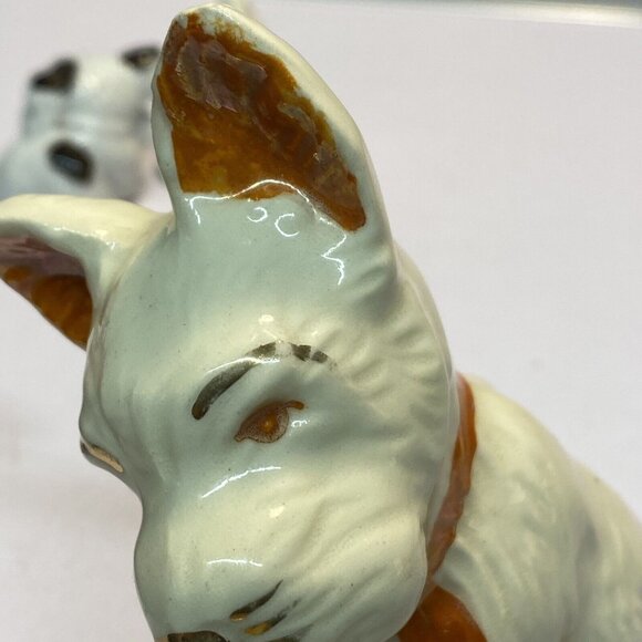 Vintage Scottish Terrier Scottie Dog Figurine Statue Ceramic White Gold 5” Tall - Picture 9 of 9